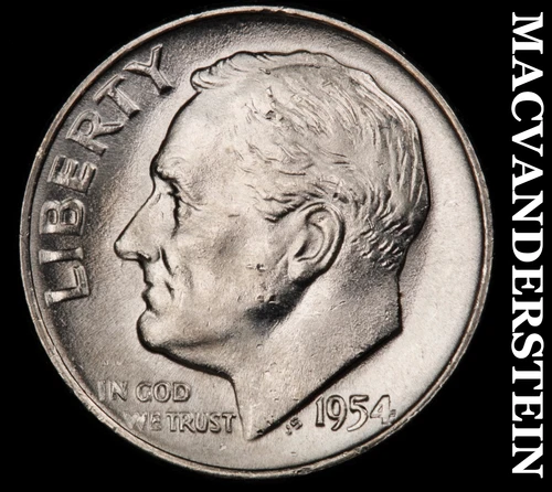 1954-D Roosevelt Dime- Silver- Choice Gem Brilliant Uncirculated Luster #J2109