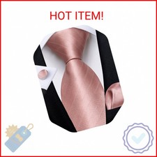 DiBanGu Mens Tie Set Silk Solid Paisley Necktie and Pocket Square Cufflinks Clas