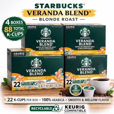 Starbucks Veranda Blend Blonde Roast K Cups 88 Total Keurig Pods NEW Exp 01/27