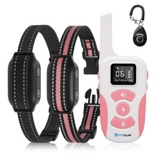 2 Dogs Bark Collar with Remote, 2-in-1 Bark and Shock Collar Combo, 3300Ft Do...