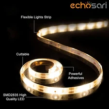 Echosari Battery Powered 90ct. Led Strip Lights with Remote Warm White, 8 Modes,