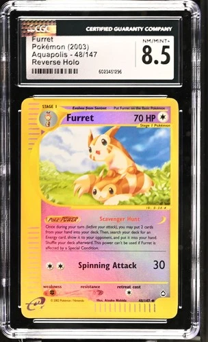 CGC 8.5 Furret Reverse Holo 48/147 Aquapolis Pokemon 2003