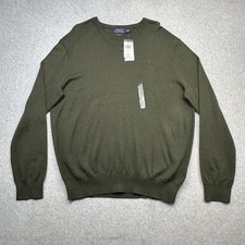 Polo Ralph Lauren Sweater Mens XL Green Pima Cotton V Neck Knit Pullover Preppy