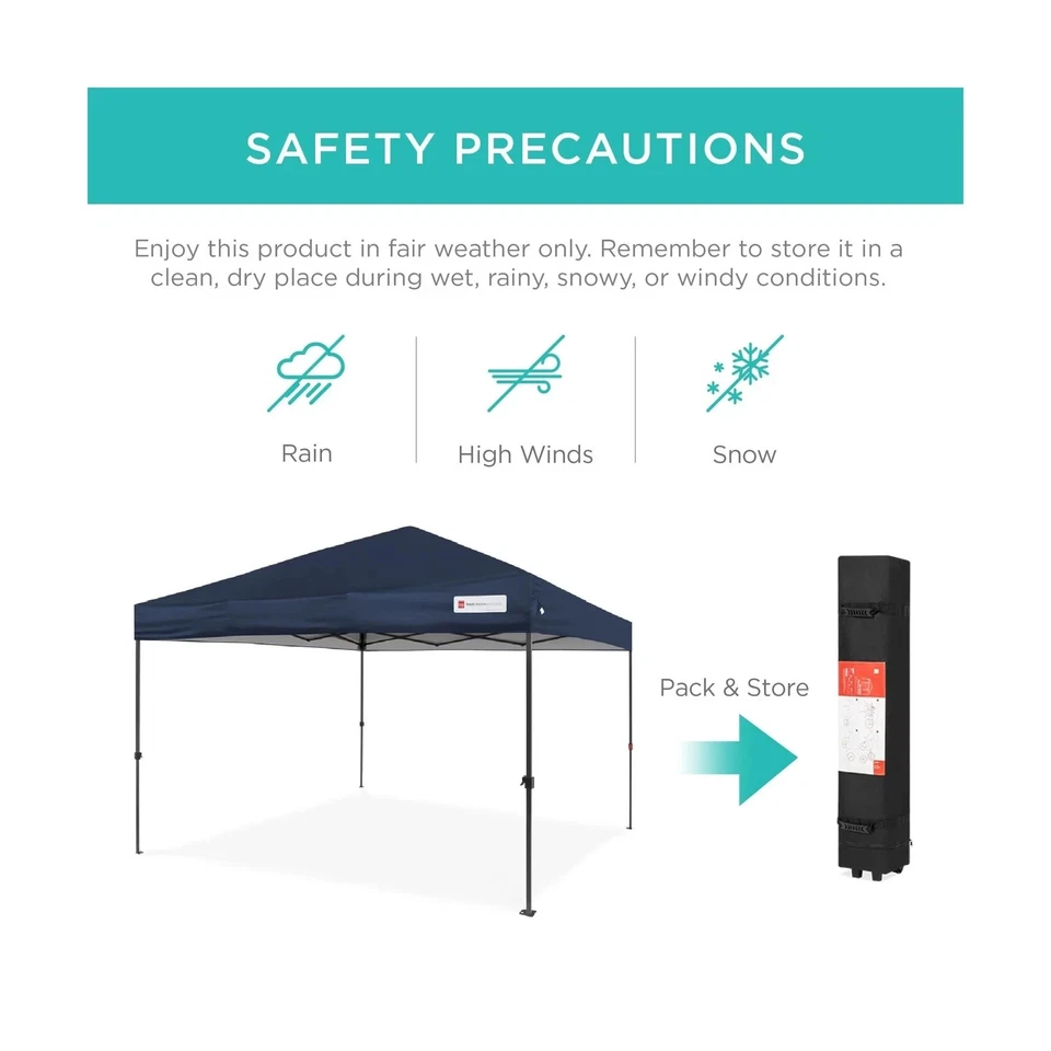Мгновенное портативное укрытие 10x10 футов для установки на 1 человека раскладывающийся навес палатка с 1 кнопкой - Изображение 2 из 3