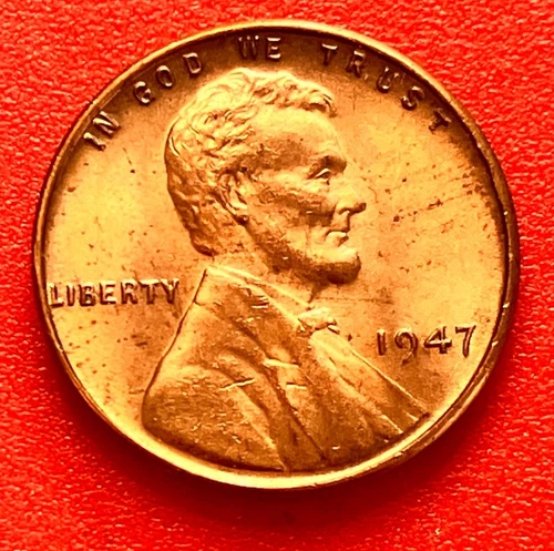 1947-P Lincoln Wheat Cent Penny GEM RED BU From an Original Bank Roll