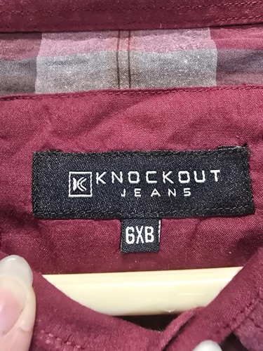 Knockout Jeans Short Sleeve Button Up Shirt Mens 6XB Red Black White Plaid - Picture 3 of 11