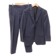 LANVIN Navy Suit Set Jacket  Pants Wool Polyester Slim Fit Swa7