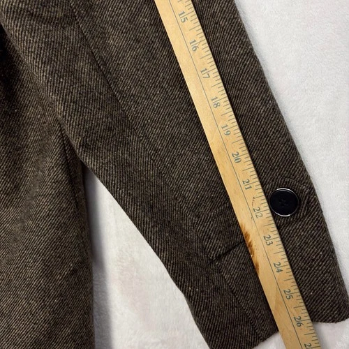 Wantdo Wool Blend Pea Coat Jacket Trench Coat Men L Herringbone Tweed Brown NEW image 18