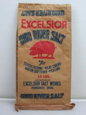 OHIO RIVER SALT Bag Excelsior Salt Works Pomeroy Original Antique Vintage