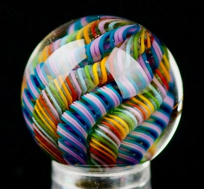 Bryan Trillas Glass Marble/Filigree Cane/UV/Purple & Pink Rainbow/0.8-0.9 inch - Image 1 of 4