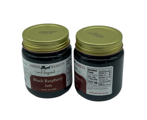 Amish Baskets Mermelada de Frambuesa Negra No OGM Vegana Todo Natural - 9 OZ - 2 Frascos - Imagen 3 de 7