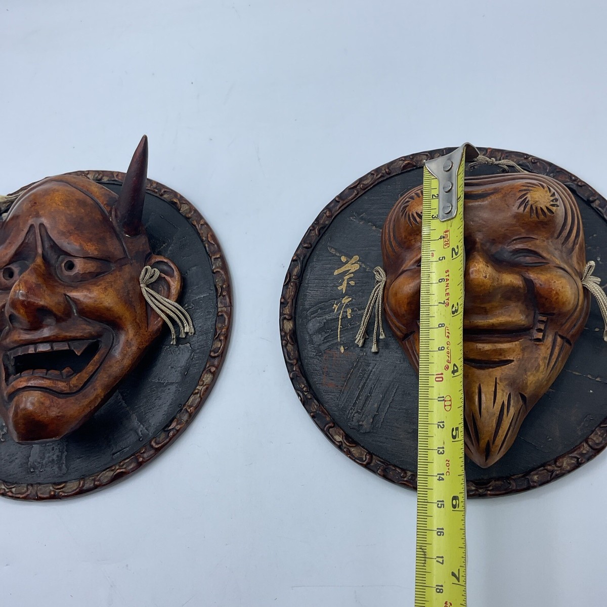 Vintage Oriental Decor 2 Masks Edo Kabuki Japanese Theatre