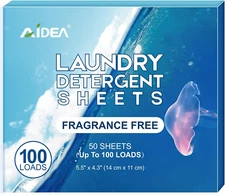 AIDEA Laundry Detergent Sheets, Unscented-(100 Loads) 50 Sheets, Eco-Friendly La