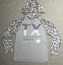 San Antonio Texas Hoodie Adult Large Gray Drawstring Spurs Long Sleeve Hooded