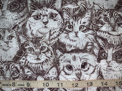 NEW Elegant Cats/Kittens Toile 100% Cotton Fabric Sold by 1/2 Yard