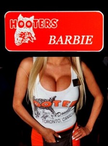 Hooters Uniform Engraved Barbie Name Tag Pin Back Dress Up Role Play Badge
