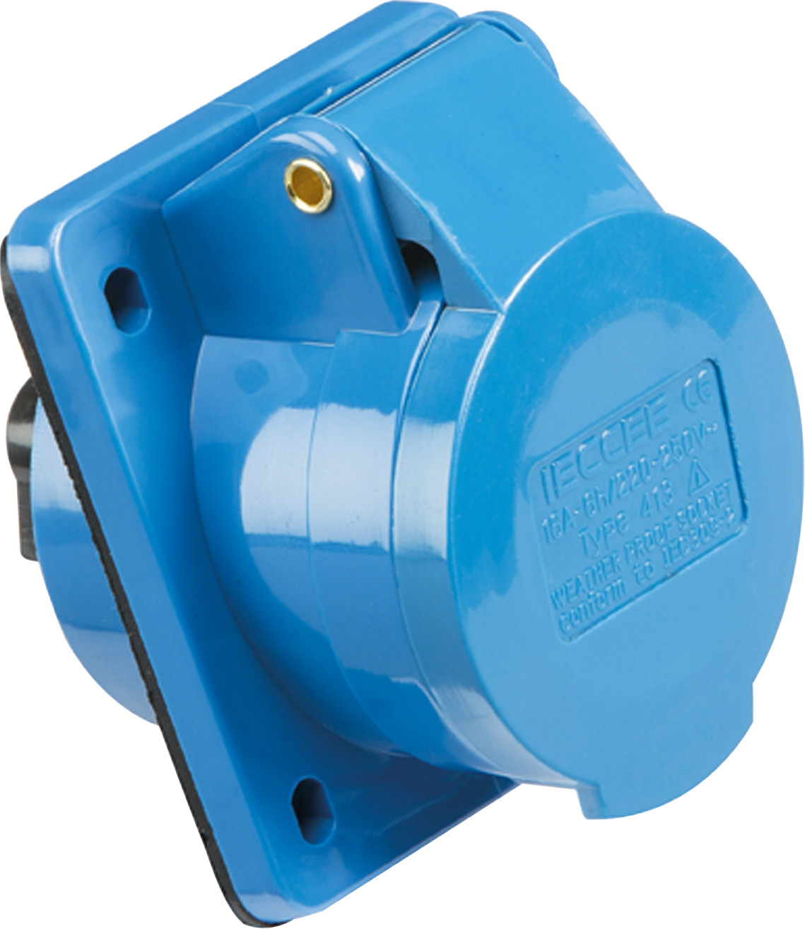 Knightsbridge 240V IP44 16A Angled Panel Mount Socket 2P+E IN009