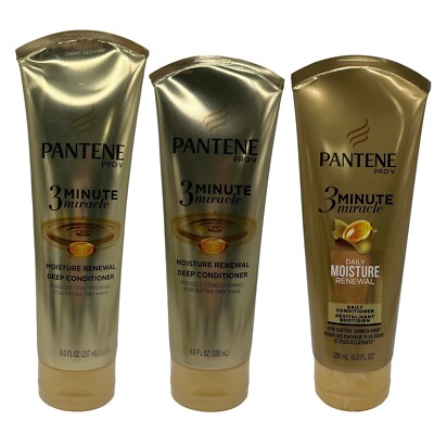 Lot of 3 Pantene 3 Minute Miracle Moisture Renewal Deep Conditioner Shine HTF