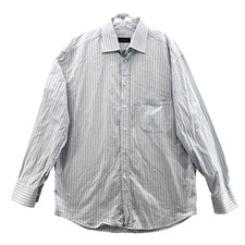 Canali Dress Shirt Men's 42/16.5 Blue Striped Corpcore 90's Preppy Made in Italy