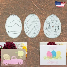 Easter Eggs Trio Cutting & Embossing  Dies - Abstract Chevron Flower Spring 