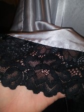 Vtg SATIN OILY WET SILVER SHINY PEIGNOIR ROBE NIGHTIE DRESSING GOWN LINGERIE