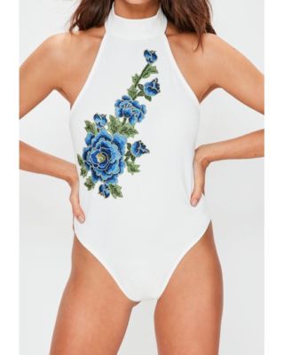 MISSGUIDED Applique Floral High Neck Bodysuit (M69/16) UK