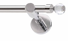 BASTONE PER TENDE ACCIAIO INOX SWAROVSKI, SCIVOLI O ANELLI COMPLETO DI TUTTO,.