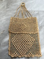 Rare Antique Mint Victorian Whit Misers Crochet Purse Dark Tan - Handmade- Lined