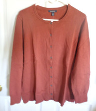 NWT - Lands' End Woman - Dark Brown - Cotton Blend - Cardigan Sweater  Size 1X