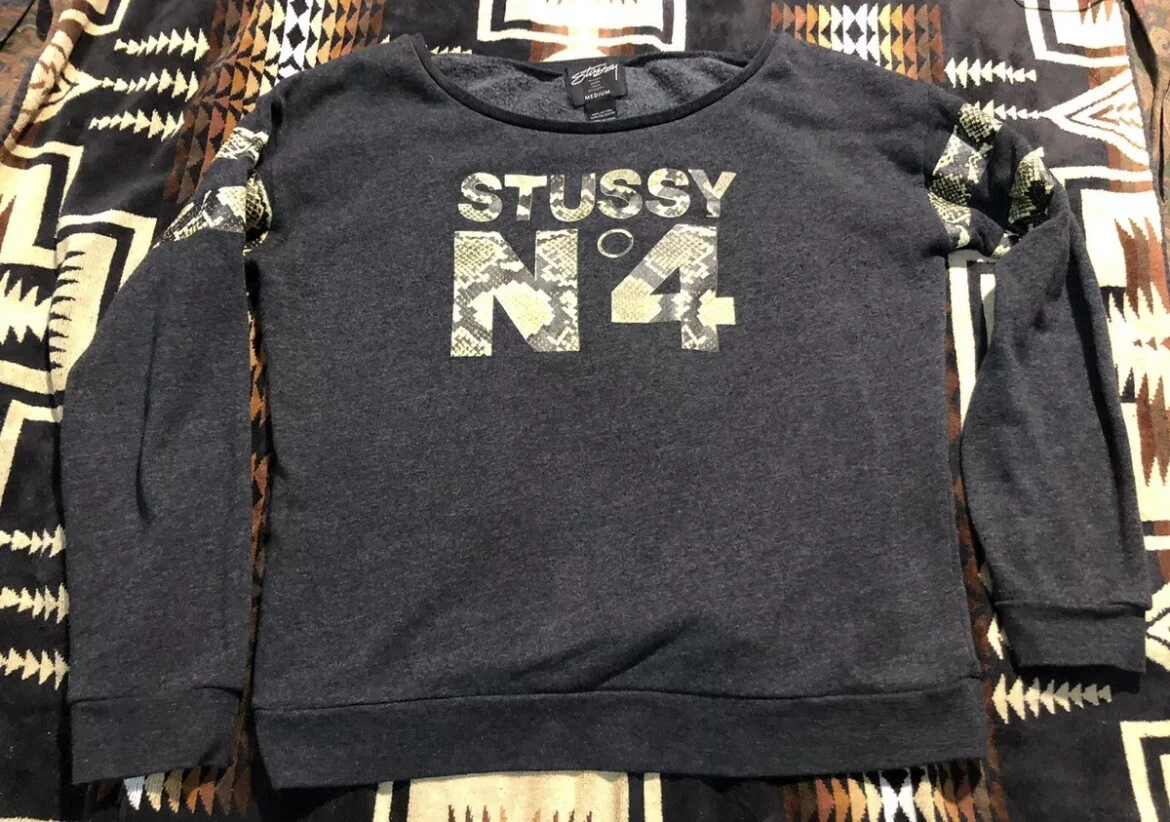 Womens Stussy No4 Sweatshirt M Snake Skate Surf Street