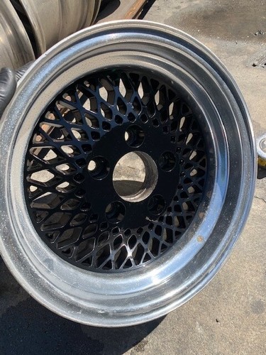 15 VINTAGE WHEELS RIMS ALLOY MAG AMERICAN RACING MESH HONEY COMB BLACK POLISH - Picture 5 of 11