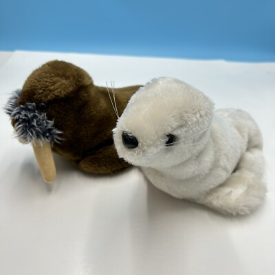 Dakin White Seal Brown Walrus - 9'' Plush Ocean Marine Nature Babies 1975 1976