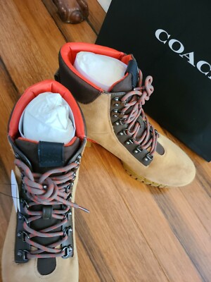 $375 NEW COACH Men's Limited Edition Logo hiker shoes boots