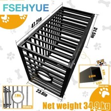 77lb Heavy Duty Comfy Dog Kennel Crate Cage Dog w/ Plastic Floor, Tray  Casters