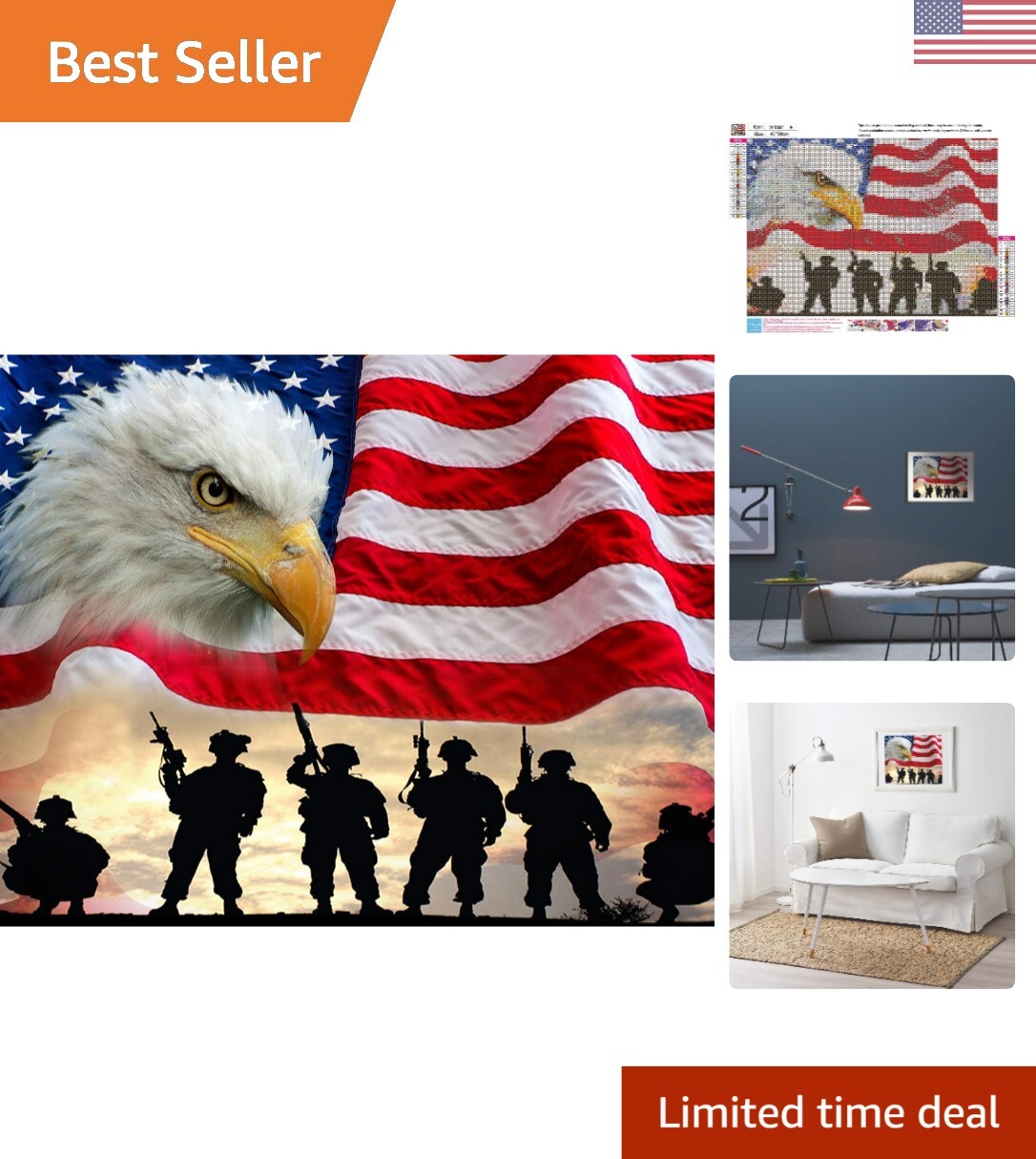 5D Eagle Diamond Painting Kit - Educational DIY Wall Decor for Family Bonding