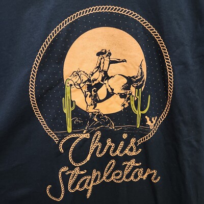 CHRIS STAPLETON T- SHIRT Men's Size 3XL Black with Graphic on Front Cotton NEW