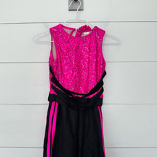 Weissman Girls Medium No Tears Left to Cry Black Sequin Jumpsuit Jogger