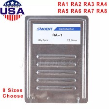 Dental RA Round Carbide Bur for Slow Speed Latch Type RA 1 - 8 Burs 5 Pcs/Pack