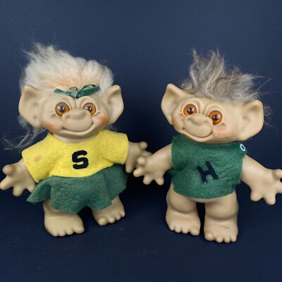 VINTAGE UNEEDA WISHNIKS 8'' HE-NIK & SHE-NIK TROLL COUPLE ORIGINAL