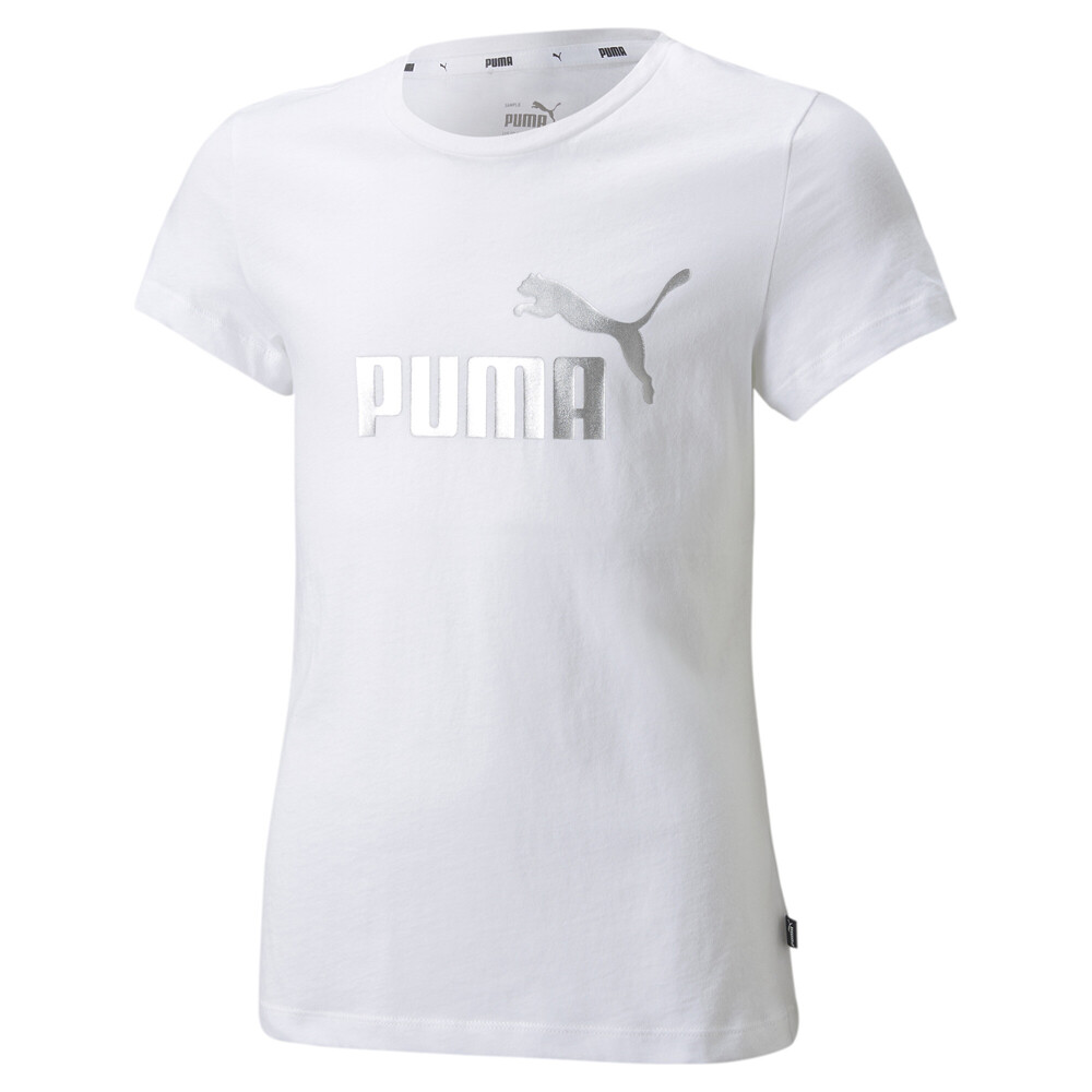 Футболка с круглым вырезом и коротким рукавом с логотипом Puma Essentials для молодежных девушек, Размер M, Повседневная футболка