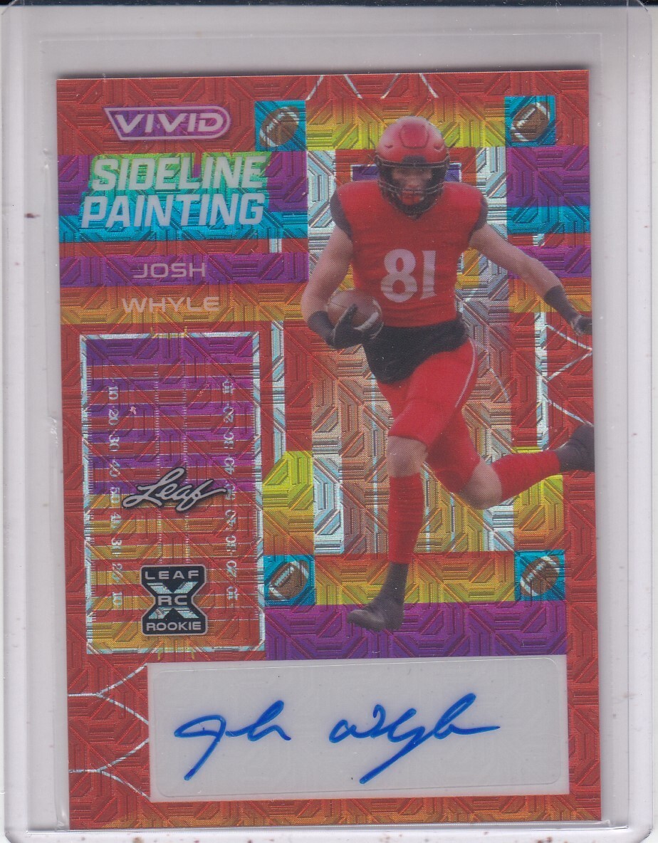 JOSH WHYLIE 2023 Leaf Vivid Autograph Red Sideline Painting RC 3/8
