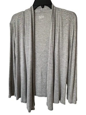Justice Open Front Drape Cardigan Girls Size 16 Gray Long Sleeves Lightweight - Image 1 of 4