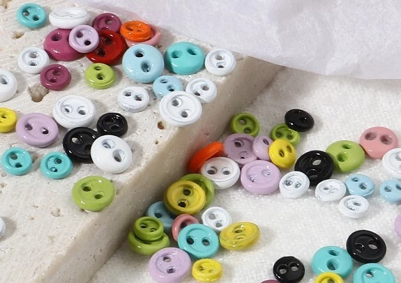 50pcs 2 Holes 4mm Mini Buttons For Doll Clothes Round Candy Cardmaking Scrapbook - Image 4 of 4