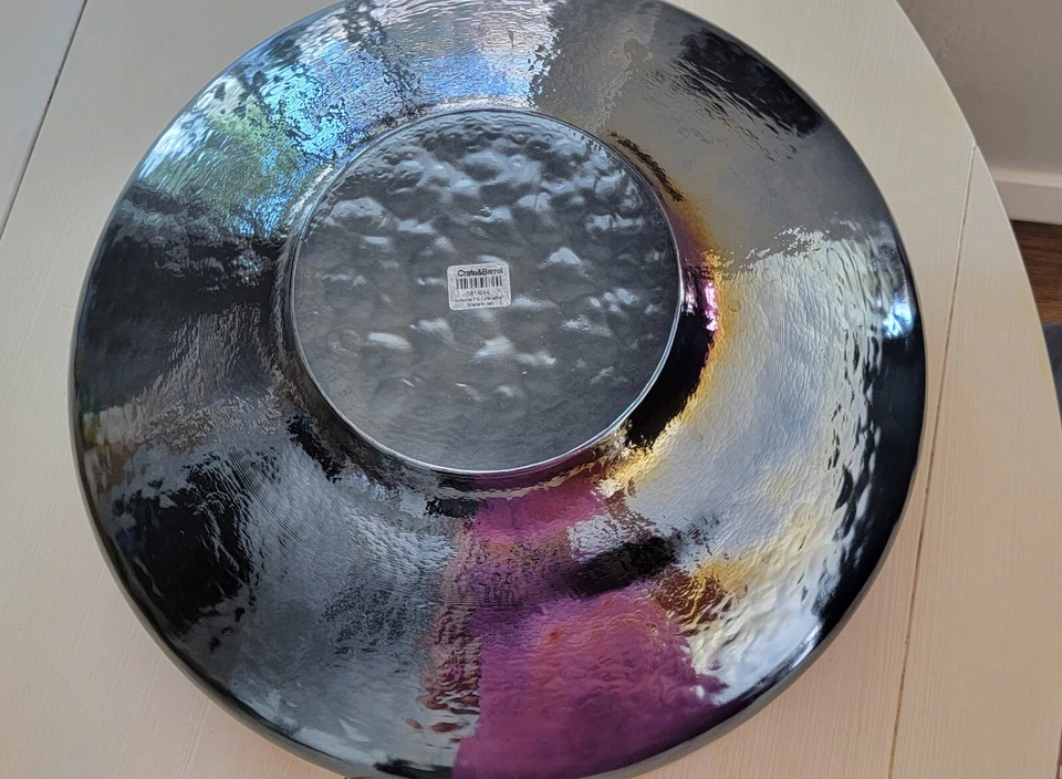 Raro centro de mesa italiano retirado cajón y barril nocturno azul iridiscente cuenco EC Foto 3 de 4