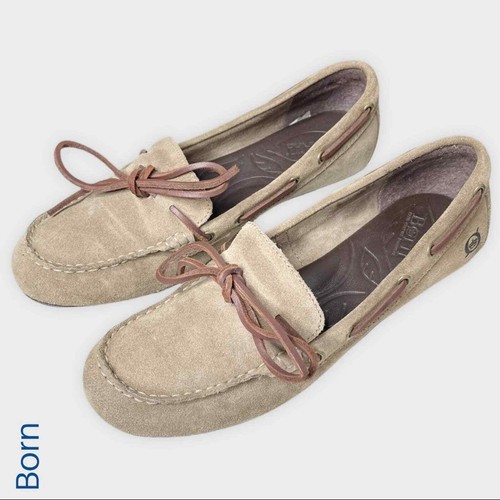 Women's Born tan suede driving loafers 
