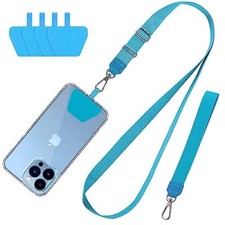Phone Lanyard 2 Pack-1 Adjustable Neck Strap,1 Wrist Strap,4 Light Blue