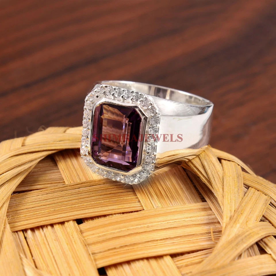 Natural Amethyst Gemstone with 925 Sterling Silver Ring for Men's #263 - Image 2 of 3