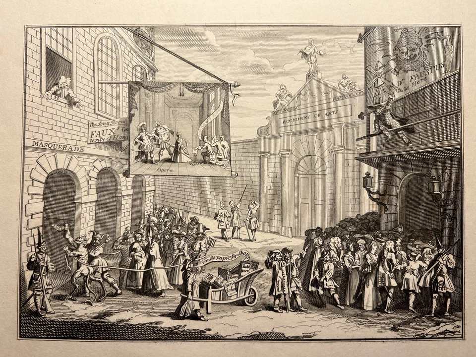 MASQUERADES AND OPERA HUMOR 1833 WILLIAM HOGARTH ANTIK STAHLSTICH ENGRAVING 37 - Bild 1 von 4