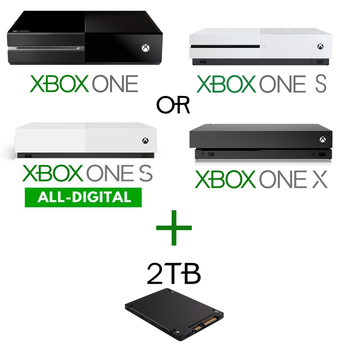 Xbox One S X All-Digital Internal 1TB or 2TB SSD (Hard Drive) Upgrade  Service