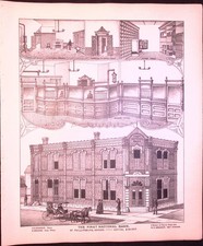 Antique Steel Engraving -The First National Bank - 1887 KANSAS ATLAS